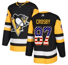 Miesten Pittsburgh Penguins Sidney Crosby 87 Pelipaita USA Flag Fashion Musta Authentic