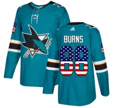 Miesten San Jose Sharks Brent Burns 88 Pelipaita USA Flag Fashion Teal Authentic
