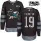 Miesten San Jose Sharks Joe Thornton 19 Pelipaita 1917-2017 100th Anniversary Patch Musta Authentic