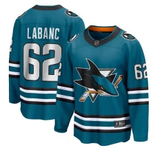 Miesten San Jose Sharks Kevin Labanc 62 Pelipaita Teal Breakaway Koti