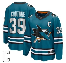 Miesten San Jose Sharks Logan Couture 39 Pelipaita Captain Patch Teal Breakaway Koti