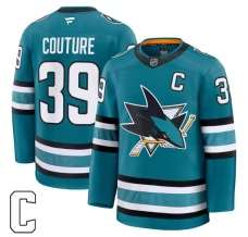 Miesten San Jose Sharks Logan Couture 39 Pelipaita Captain Patch Teal Premium Koti