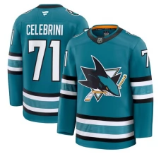 Miesten San Jose Sharks Macklin Celebrini 71 Pelipaita Teal Premium Koti