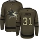 Miesten San Jose Sharks Martin Jones 31 Pelipaita Camo Green Authentic