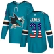 Miesten San Jose Sharks Martin Jones 31 Pelipaita USA Flag Fashion Teal Authentic
