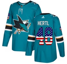 Miesten San Jose Sharks Tomas Hertl 48 Pelipaita USA Flag Fashion Teal Authentic
