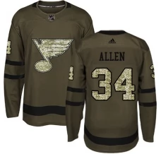 Miesten St. Louis Blues Jake Allen 34 Pelipaita Camo Green Authentic