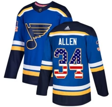 Miesten St. Louis Blues Jake Allen 34 Pelipaita USA Flag Fashion Sininen Authentic