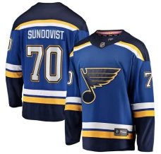 Miesten St. Louis Blues Oskar Sundqvist 70 Pelipaita Sininen Breakaway Koti
