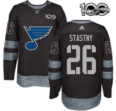 Miesten St. Louis Blues Paul Stastny 26 Pelipaita 1917-2017 100th Anniversary Patch Musta Authentic