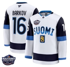 Miesten Suomi Aleksander Barkov 16 Pelipaita 2025 4 Nations Face-Off Patch Valkoinen Premium Vieras