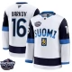 Miesten Suomi Aleksander Barkov 16 Pelipaita 2025 4 Nations Face-Off Patch Valkoinen Premium Vieras