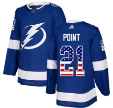 Miesten Tampa Bay Lightning Brayden Point 21 Pelipaita USA Flag Fashion Sininen Authentic