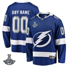 Miesten Tampa Bay Lightning Custom Pelipaita 2021 Stanley Cup Champions Patch Sininen Breakaway Koti