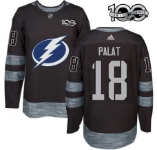 Miesten Tampa Bay Lightning Ondrej Palat 18 Pelipaita 1917-2017 100th Anniversary Patch Musta Authentic