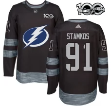 Miesten Tampa Bay Lightning Steven Stamkos 91 Pelipaita 1917-2017 100th Anniversary Patch Musta Authentic