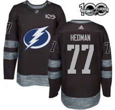 Miesten Tampa Bay Lightning Victor Hedman 77 Pelipaita 1917-2017 100th Anniversary Patch Musta Authentic