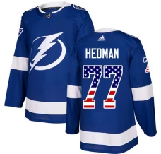 Miesten Tampa Bay Lightning Victor Hedman 77 Pelipaita USA Flag Fashion Sininen Authentic