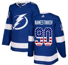 Miesten Tampa Bay Lightning Vladislav Namestnikov 90 Pelipaita USA Flag Fashion Sininen Authentic