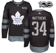 Miesten Toronto Maple Leafs Auston Matthews 34 Pelipaita 1917-2017 100th Anniversary Patch Musta Authentic
