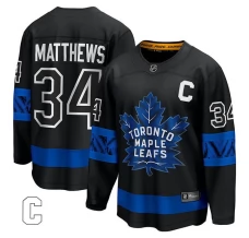 Miesten Toronto Maple Leafs Auston Matthews 34 Pelipaita Captain Patch Musta Premier Breakaway Vaihtoehtoinen