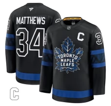 Miesten Toronto Maple Leafs Auston Matthews 34 Pelipaita Captain Patch Musta Premium Vaihtoehtoinen