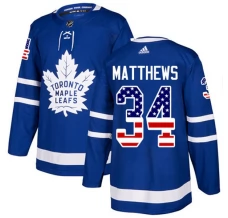 Miesten Toronto Maple Leafs Auston Matthews 34 Pelipaita USA Flag Fashion Sininen Authentic