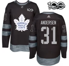 Miesten Toronto Maple Leafs Frederik Andersen 31 Pelipaita 1917-2017 100th Anniversary Patch Musta Authentic