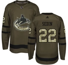 Miesten Vancouver Canucks Daniel Sedin 22 Pelipaita Camo Green Authentic