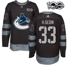 Miesten Vancouver Canucks Henrik Sedin 33 Pelipaita 1917-2017 100th Anniversary Patch Musta Authentic