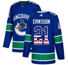 Miesten Vancouver Canucks Loui Eriksson 21 Pelipaita USA Flag Fashion Sininen Authentic