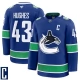 Miesten Vancouver Canucks Quinn Hughes 43 Pelipaita Captain Patch Sininen Premium Koti