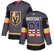 Miesten Vegas Golden Knights Jonathan Marchessault 81 Pelipaita USA Flag Fashion Harmaa Authentic