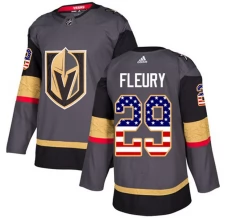Miesten Vegas Golden Knights Marc-Andre Fleury 29 Pelipaita USA Flag Fashion Harmaa Authentic