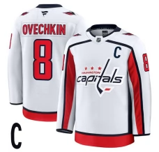 Miesten Washington Capitals Alexander Ovechkin 8 Pelipaita Captain Patch Valkoinen Premium Vieras