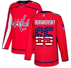 Miesten Washington Capitals Andre Burakovsky 65 Pelipaita USA Flag Fashion Punainen Authentic