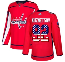 Miesten Washington Capitals Evgeny Kuznetsov 92 Pelipaita USA Flag Fashion Punainen Authentic