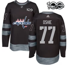Miesten Washington Capitals T.J. Oshie 77 Pelipaita 1917-2017 100th Anniversary Patch Musta Authentic