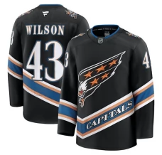 Miesten Washington Capitals Tom Wilson 43 Pelipaita 50th Anniversary Musta Premium Vaihtoehtoinen
