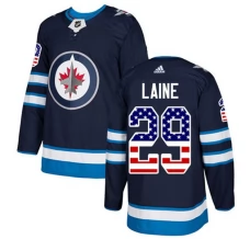 Miesten Winnipeg Jets Patrik Laine 29 Pelipaita USA Flag Fashion Navy Authentic