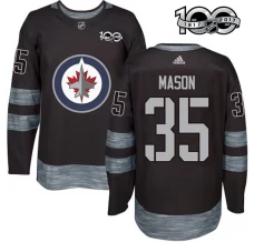 Miesten Winnipeg Jets Steve Mason 35 Pelipaita 1917-2017 100th Anniversary Patch Musta Authentic