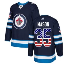 Miesten Winnipeg Jets Steve Mason 35 Pelipaita USA Flag Fashion Navy Authentic