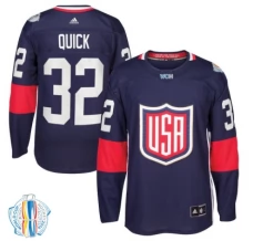 Miesten Yhdysvallat Jonathan Quick 32 Pelipaita 2016 World Cup of Hockey Navy Authentic