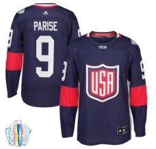 Miesten Yhdysvallat Zach Parise 9 Pelipaita 2016 World Cup of Hockey Navy Authentic