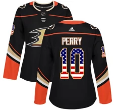 Naisten Anaheim Ducks Corey Perry 10 Pelipaita USA Flag Fashion Musta Authentic