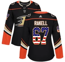 Naisten Anaheim Ducks Rickard Rakell 67 Pelipaita USA Flag Fashion Musta Authentic