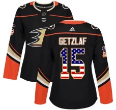 Naisten Anaheim Ducks Ryan Getzlaf 15 Pelipaita USA Flag Fashion Musta Authentic