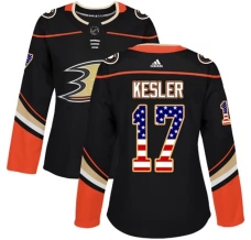 Naisten Anaheim Ducks Ryan Kesler 17 Pelipaita USA Flag Fashion Musta Authentic