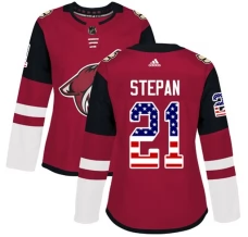 Naisten Arizona Coyotes Derek Stepan 21 Pelipaita USA Flag Fashion Punainen Authentic
