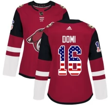 Naisten Arizona Coyotes Max Domi 16 Pelipaita USA Flag Fashion Punainen Authentic